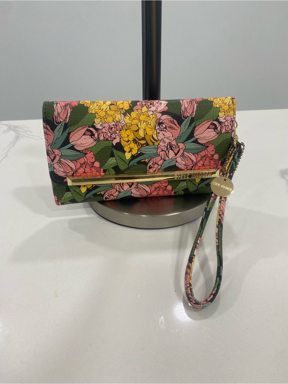 Steve Madden Floral Wristlet Clutch - Green, Pink & Yellow
